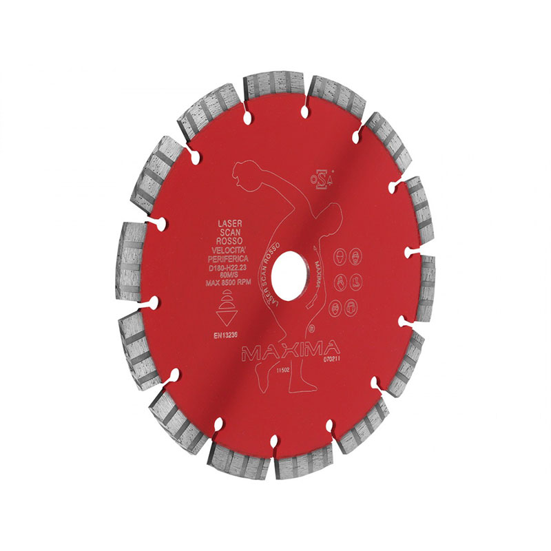 MAXIMA DISCO DIAMANTATO LASER SCAN ROSSO D180-H22.23MM 80 M/S MAX 8500 RPM - immagine 2