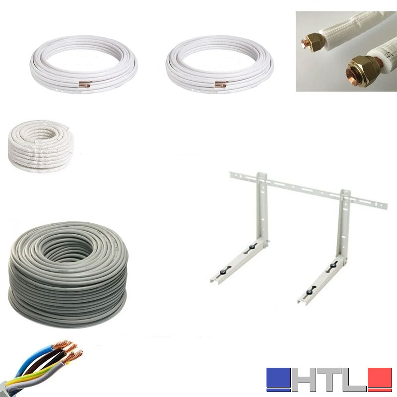 KIT INSTALLAZIONE CONDIZIONATORE CLIMATIZZATORE 3,5MT TUBO RAME 1/4" 3/8" STAFFE