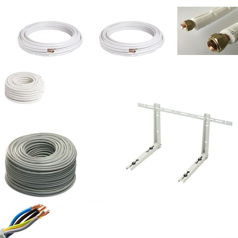 KIT INSTALLAZIONE CONDIZIONATORE CLIMATIZZATORE 3,5MT TUBO RAME 1/4" 3/8" STAFFE - immagine 2