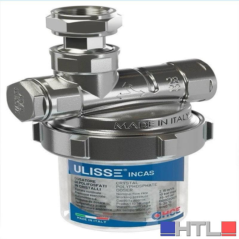 HCE POLIFILTER DOSATORE DI POLIFOSFATO IN CRISTALLI ULTRA COMPATTO ULISSE INCAS DS00500012S 1/2" F x 1/ " F