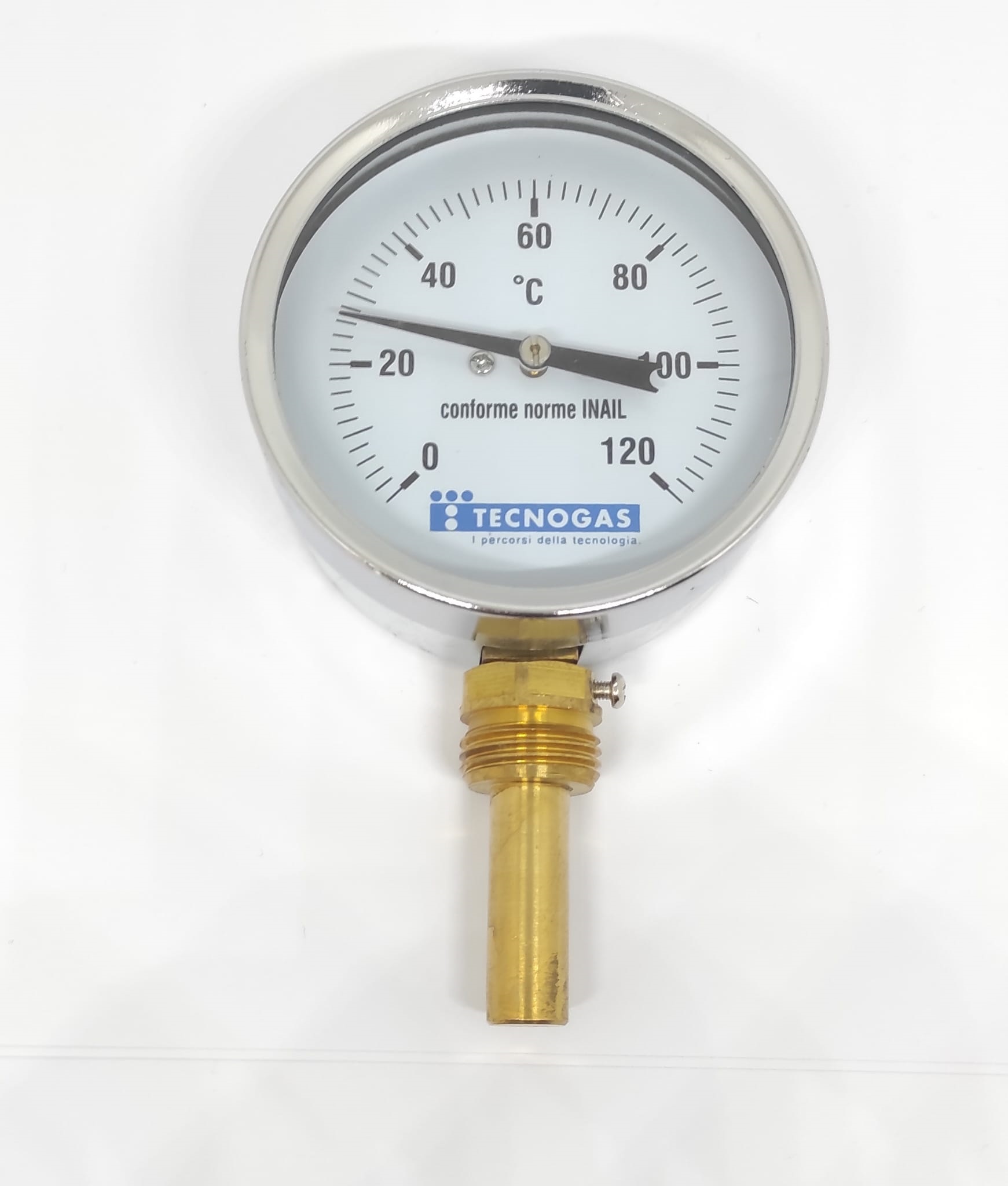 TECNOGAS TERMOMETRO ATTACCO RADIALE DA 0 A 120 C° 1/2" PER POZZETTI GAMBO 50 - immagine 2