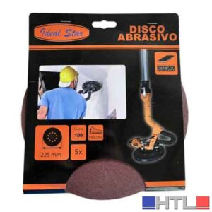 DISCO ABRASIVO VELCRATO PER LEVIGATRICE IDEAL STAR Ø 225 Grana 100 - Confezione 5 pezzi