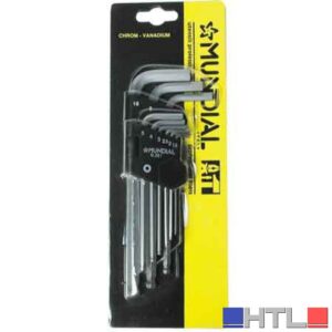 SERIE CHIAVI MASCHIO ESAGONALE MUNDIAL ESTREMITA' SFERICA 9 pezzi (1,5÷10 mm)