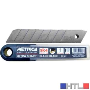 LAMA DI RICAMBIO PER CUTTER PROFESSIONALE METRICA 'BLACK BLADE' 18x100x0,7 mm - Confezione 10 pezzi