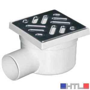 CHIUSINO CON SCARICO LATERALE GRIGLIA IN ACCIAIO  INOX 11,5x11,5 cm - scarico Ø 50 mm