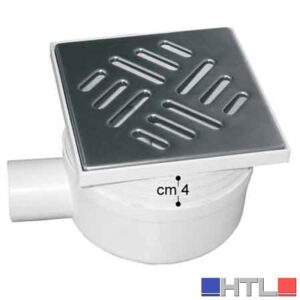 CHIUSINO CON SCARICO LAT. TELESCOPICO GRIGLIA IN ACCIAIO INOX 11,5x11,5 cm - scarico Ø 50 mm