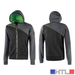 FELPA FULL ZIP 'JUPITER' GRIGIO/VERDE UPOWER Tg. L