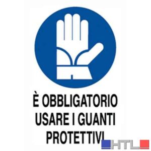 CARTELLO 'OBBLIGATORIO USARE I GUANTI PROTETTIVI' 40x60 cm (Confezione da 10 pezzi)