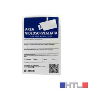 CARTELLO 'ATTENZIONE AREA SOTTOPOSTA A VIDEOSORVEGLIANZA' 20x30 cm (Confezione da 10 pezzi)