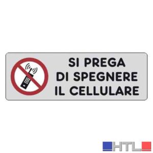 ETICHETTA 'SI PREGA DI SPEGNERE I TEL. CELLULARI' 15x5 cm (Confezione da 10 pezzi)