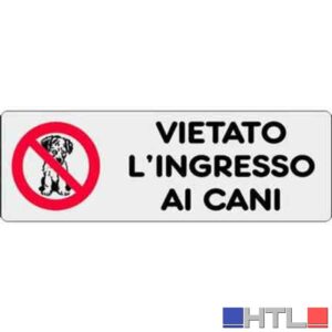 ETICHETTA 'VIETATO L'INGRESSO AI CANI' 15x5 cm (Confezione da 10 pezzi)