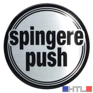 ETICHETTA TONDA 'SPINGERE' Ø 10 cm (Confezione da 5 pezzi)