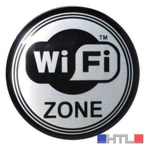 ETICHETTA TONDA 'AREA WI-FI' Ø 10 cm (Confezione da 5 pezzi)
