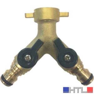 PRESA A RUBINETTO IN OTTONE DOPPIA USCITA CON INNESTI RAPIDI  3/4"