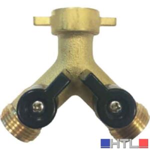 PRESA A RUBINETTO IN OTTONE DOPPIA USCITA F3/4" x M3/4" x M3/4"