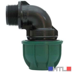 GOMITO A 90° A STRINGERE CON DERIVAZIONE FIL. MASCHIO Ø mm 16x1/2" - 10 PN