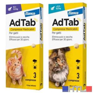 ANTIPARASSITARIO A COMPRESSE MASTICABILI 'ADTAB' Per gatti 0,5-2Kg - 3 Compresse