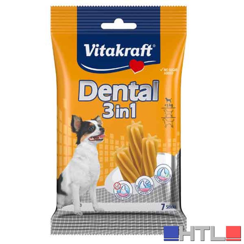 SNACK IGIENE DENTALE PER CANI 'DENTAL 3IN1' VITAKRAFT 180 gr - Tg. M, Per cani oltre 10 Kg (Confezione da 12 pezzi)