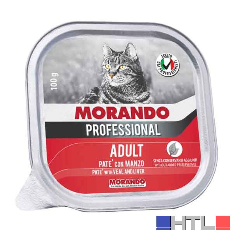 PATE' PER GATTI MONOPORZIONE MORANDO 100 gr, Gusto pollo e tacchino - Per gatti adulti (Confezione da 32 pezzi)