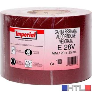 CARTA ABRASIVA VELCRATA 'E 28V' Grana 100 - rotolo mm 120x25 mt (Confezione da 25 ML)