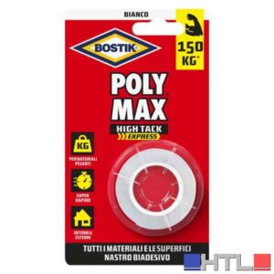 NASTRO BIADESIVO 'POLY MAX HIGH TACK EXPRESS' BOSTIK mm 19x1,5 mt - Colore bianco