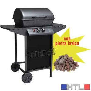 BARBECUE A GAS DUE FUOCHI 'MATERA' CARDINALE  Con 2,5 kg di pietra lavica