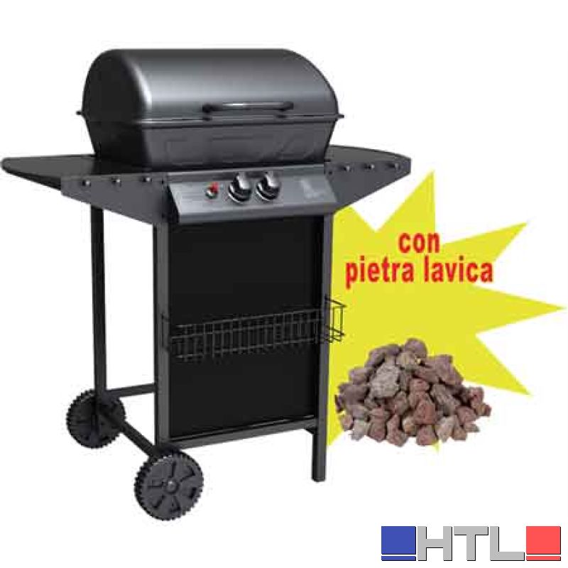 BARBECUE A GAS DUE FUOCHI 'MATERA' CARDINALE Con 2,5 kg di pietra lavica