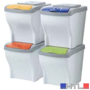 SET PATTUMIERA PER LA RACCOLTA DIFFERENZIATA 'POKER' Confezione 4 pezzi - cm 28x40x31h