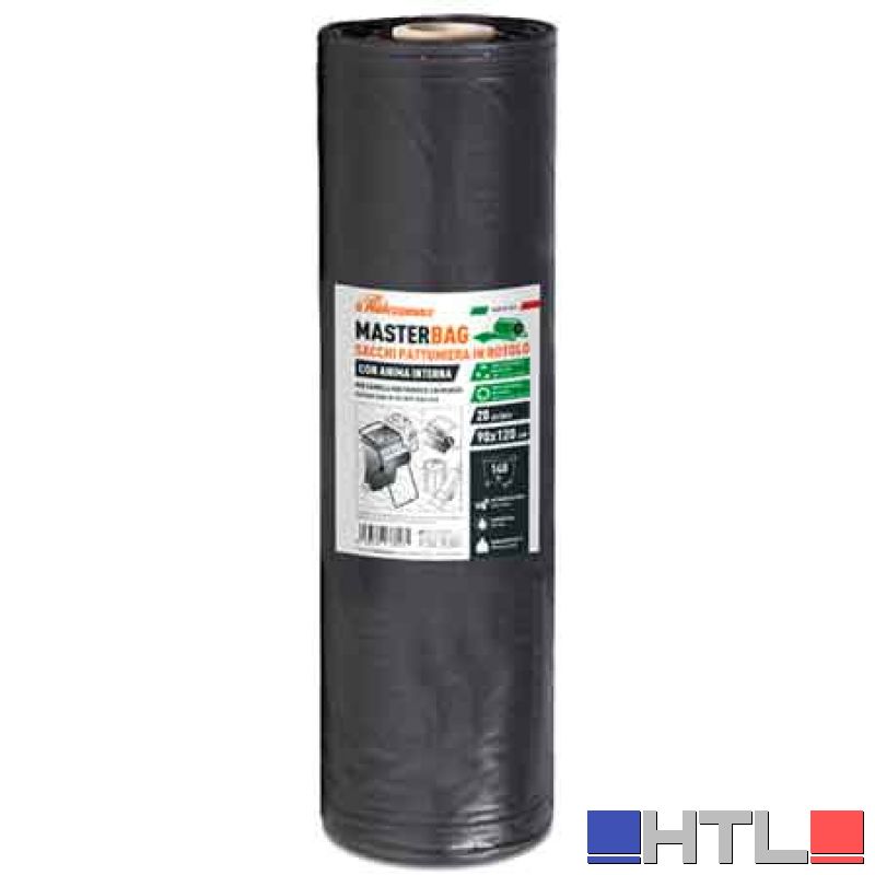 SACCHI PER NETTEZZA URBANA NERI CON ANIMA INTERNA 90x120 cm (20 pz/rt) - Spess. 50 micron (Confezione da 6 rotoli)