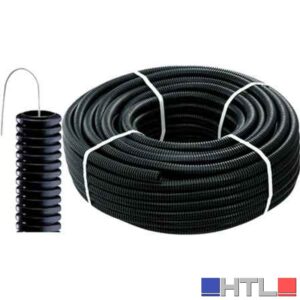 TUBO CORRUGATO CON TIRAFILO NERO  Ø 20 mm- rotolo 50 mt (Confezione da 50 ML)