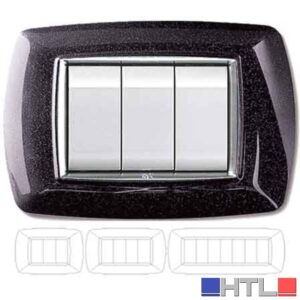 PLACCA COPRINTERRUTTORE NERA GLITTER 'MYLIFE' 3 Moduli