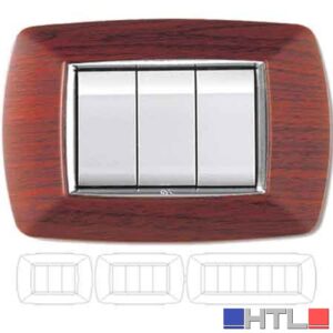 PLACCA COPRINTERRUTTORE LEGNO SCURO 'MYLIFE' 3 moduli