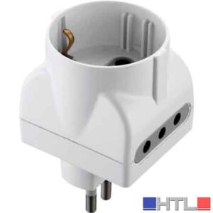 ADATTATORE TRIPLO SCHUKO/BIVALENTE 10A 2P+T - presa 10A 2P+T