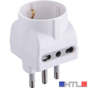 ADATTATORE TRIPLO SCHUKO/BIVALENTE 2P+T - Presa 10/16A 2P+T