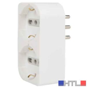 ADATTATORE SCHUKO DOPPIO SALVASPAZIO 16A 2P+T - presa 16A 2P+T - Colore Bianco