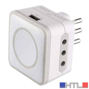 ADATTATORE TRIPLO CON PORTA USB 10A 2P+T - 2 prese 10A+T