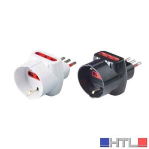 ADATTATORE TRIPLO CON PROTEZIONE SCHUKO/BIVALENTE 10A ROSI 2P+T - prese 10/16A 2P+T, Colore Bianco