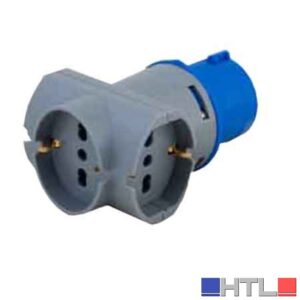 ADATTATORE INDUSTRIALE TRIPLO 220V spina 2P+T 16A 230V - prese schuko 2P+T 10/16A