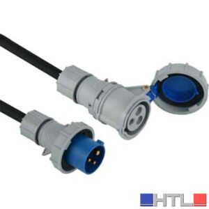 PROLUNGA INDUSTRIALE CON CAVO IN GOMMA IP67 16A 2P+T 200-250V - 20 mt