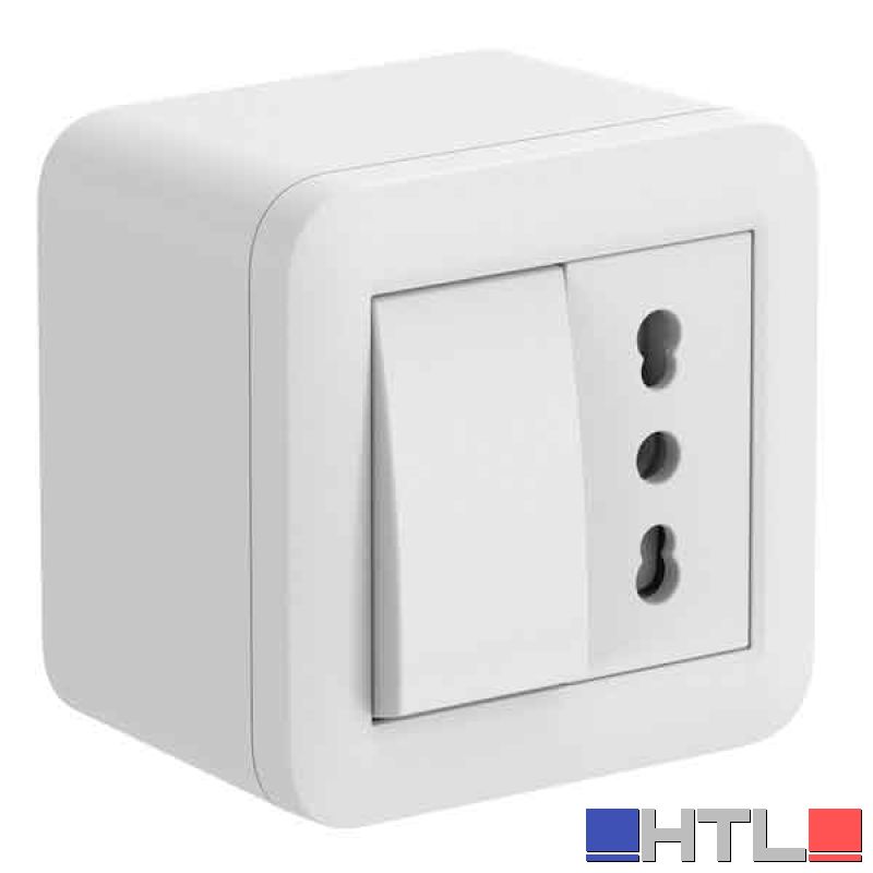 CONTENITORE CON DEVIATORE E PRESA BIVALENTE 'FIXA' ELECTRALINE 10A - Colore bianco