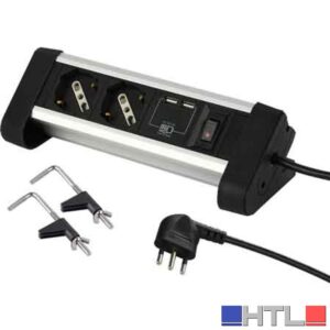 MULTIPRESA DA SCRIVANIA CON INTERRUTTORE 2 posti + 2 Usb