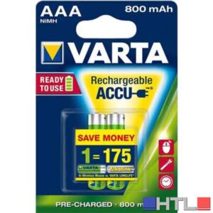 PILE RICARICABILI 'RR ACCU' MINISTILO 800 mAh - Blister 2 Pezzi (Confezione da 10 pezzi)
