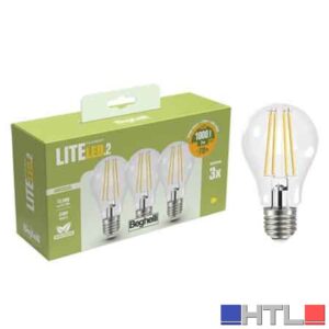 LAMPADA A LED A FILAMENTO MOD. 'GOCCIA' BEGHELLI 7W - E27 - 994Lm - 2700K - Confezione 3 pezzi