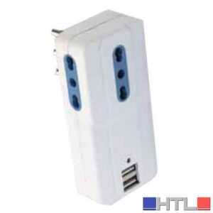ADATTATORE 3 VIE + USB  CARDINALE spina 16A - 3 prese 10/16A + 2 prese USB DC5V 2,1A