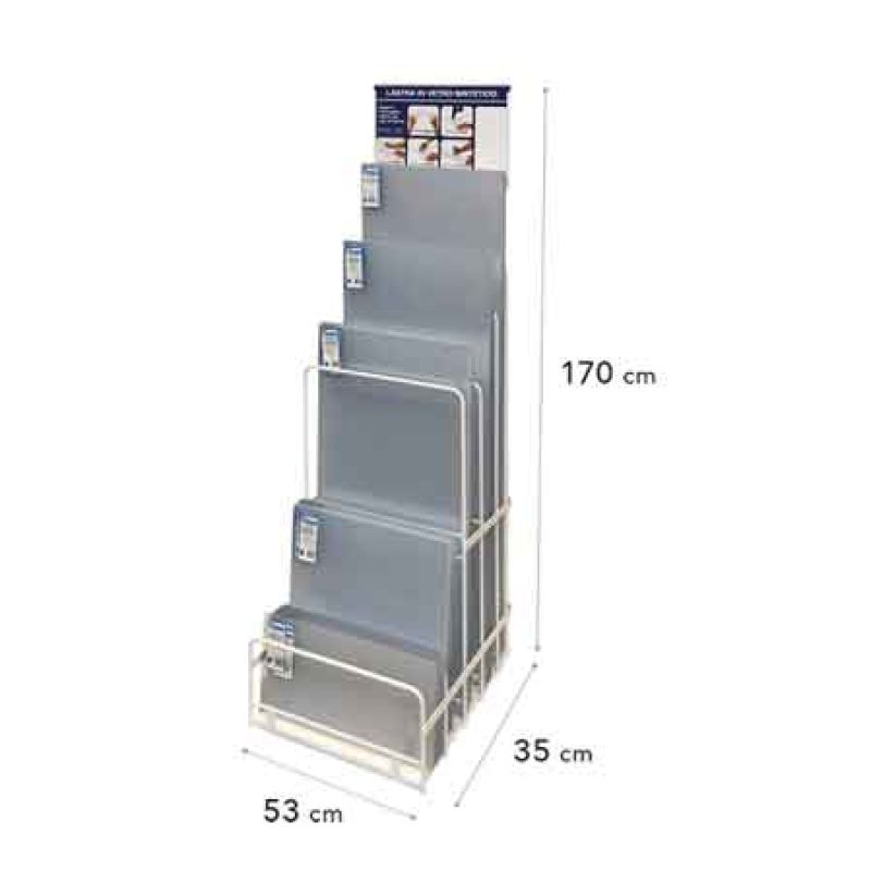 ESPOSITORE MINI PER VETRO SINTETICO cm 53x29x130h - 75 pezzi - immagine 2