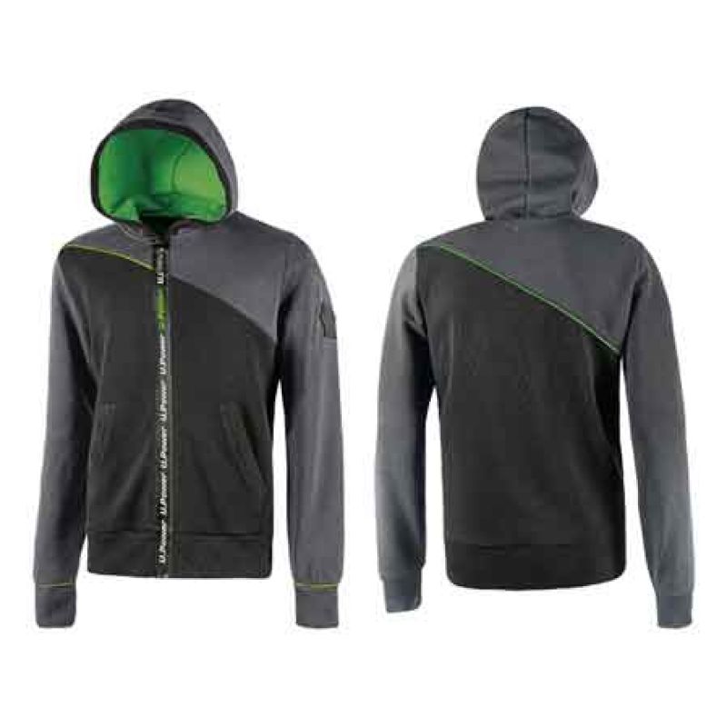 FELPA FULL ZIP 'JUPITER' GRIGIO/VERDE UPOWER Tg. M - immagine 2