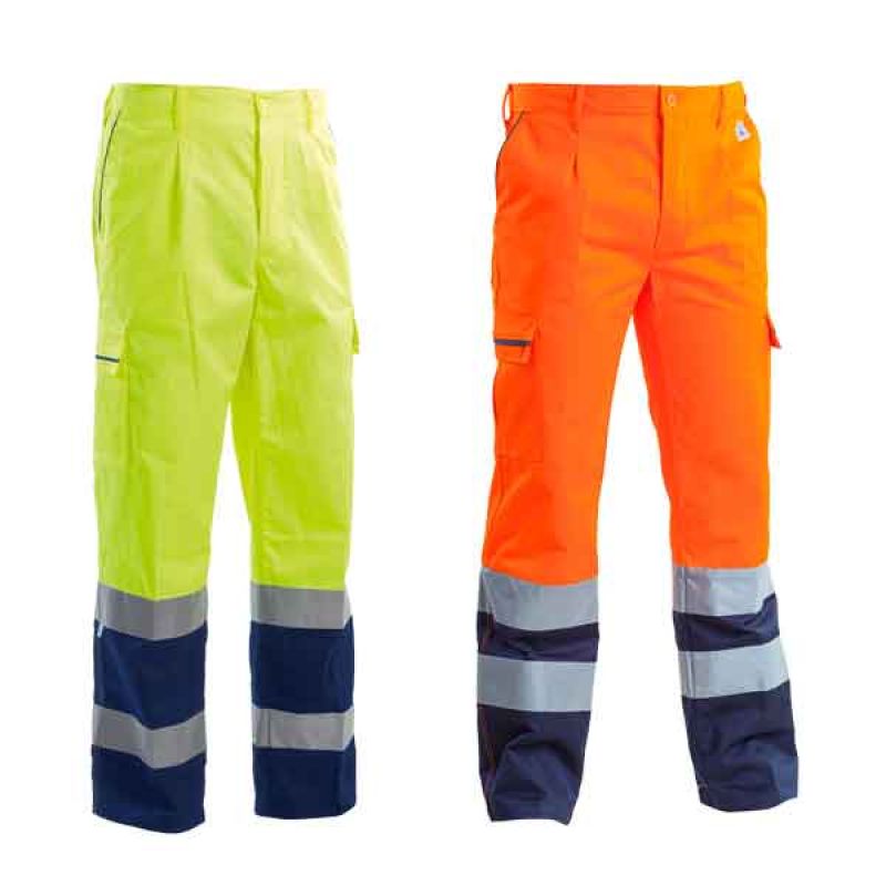 PANTALONE ALTA VISIBILITA' BICOLORE Tg. XXL - Colore Arancio/Blu - immagine 2