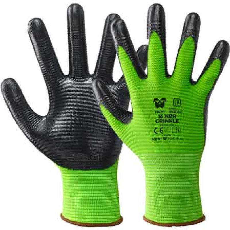 GUANTO PROFESSIONALE 'NBR CRINKLE' NERI Tg. 9 (Confezione da 12 paia) - immagine 2