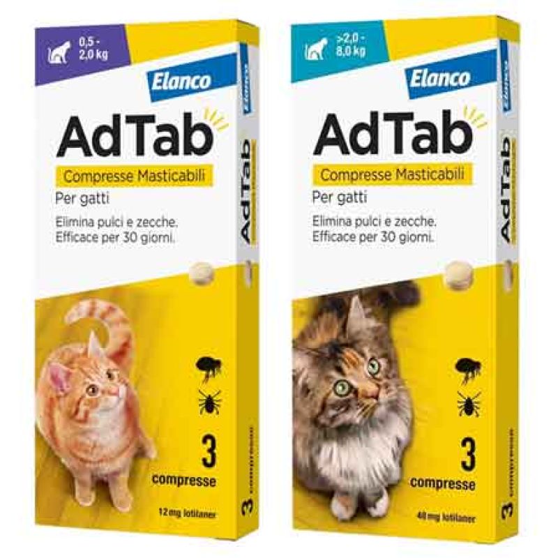 ANTIPARASSITARIO A COMPRESSE MASTICABILI 'ADTAB' Per gatti 0,5-2Kg - 3 Compresse - immagine 2