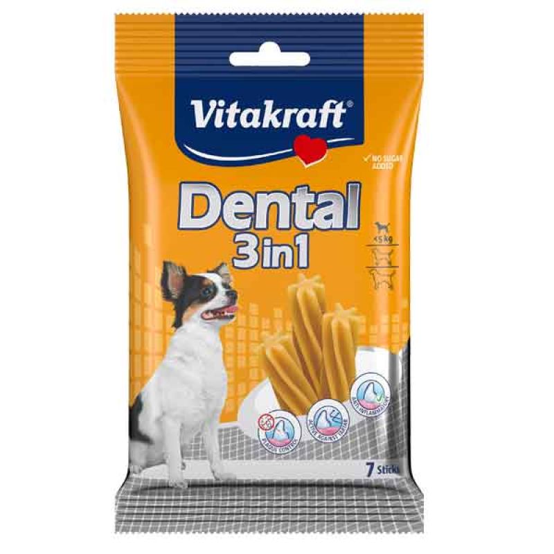 SNACK IGIENE DENTALE PER CANI 'DENTAL 3IN1' VITAKRAFT 180 gr - Tg. M, Per cani oltre 10 Kg (Confezione da 12 pezzi) - immagine 2